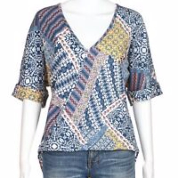 VERONICA M. Multi-Print Blouse -Hi Lo - Picture 1 of 3
